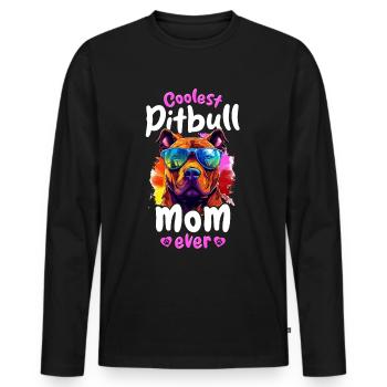 Pittie Dog Breed Pet - Coolest Pitbull Mom Ever - Männer Premium Bio Langarmshirt - Schwarz - Vorne - Nico (187cm)