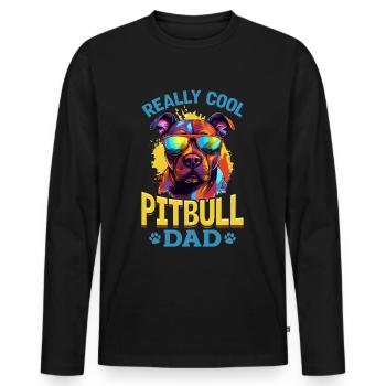 Pittie Dog Breed Pet - Really Cool Pitbull Dad - Männer Premium Bio Langarmshirt - Schwarz - Vorne - Nico (187cm)