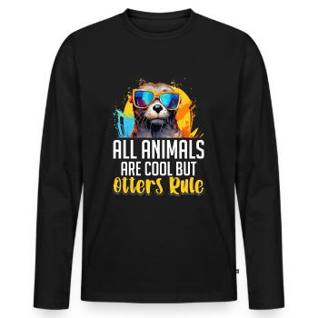 Otter Kids & Adult - Tous les animaux sont cool - T-shirt manches longues Premium bio Homme - noir - Devant - Nico (187cm)
