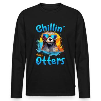 Otter Animal Kids & Adult - Chillin' with Otters - Men's Premium Organic Long Sleeve Shirt - black - Front - Nico (187cm)