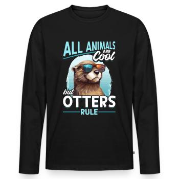 Otter Kids & Adult - Tous les animaux sont cool - T-shirt manches longues Premium bio Homme - noir - Devant - Nico (187cm)