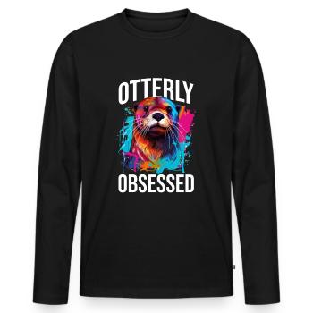Otter Animal Kids & Adult - Otterly obsessed - Männer Premium Bio Langarmshirt - Schwarz - Vorne - Nico (187cm)