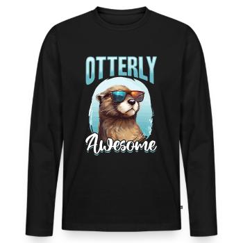 Otter Animal Kids & Adult - Otterly Awesome - Männer Premium Bio Langarmshirt - Schwarz - Vorne - Nico (187cm)