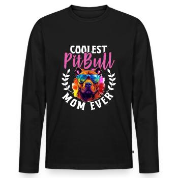 Pittie Dog Breed Pet - Coolest Pitbull Mom Ever - Männer Premium Bio Langarmshirt - Schwarz - Vorne - Nico (187cm)