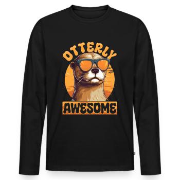 Otter Animal Kids & Adult - Otterly Awesome - Männer Premium Bio Langarmshirt - Schwarz - Vorne - Nico (187cm)