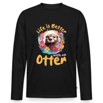 Otter Animal Kids & Adult - Men's Premium Organic Long Sleeve Shirt - black - Front - Nico (187cm)