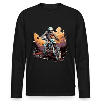 Halloween Mummy Reaper on a Dirtbike Motocross MX - Männer Premium Bio Langarmshirt - Schwarz - Vorne - Nico (187cm)