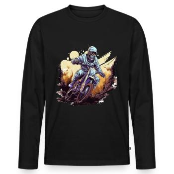 Halloween Mummy Reaper on a Dirtbike Motocross MX - Männer Premium Bio Langarmshirt - Schwarz - Vorne - Nico (187cm)