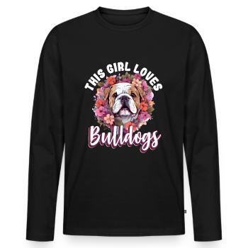 British English Bulldog lover - Men's Premium Organic Long Sleeve Shirt - black - Front - Nico (187cm)