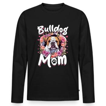 British English Bulldog lover - Bulldog Mom - Men's Premium Organic Long Sleeve Shirt - black - Front - Nico (187cm)