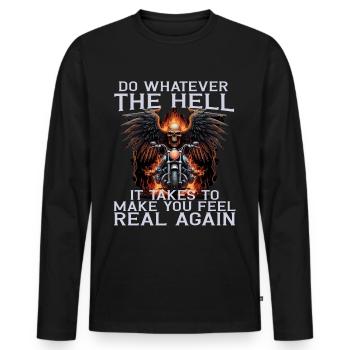 Motorbike motorcyclist chopper bike motorcycles - Men's Premium Organic Long Sleeve Shirt - black - Front - Nico (187cm)