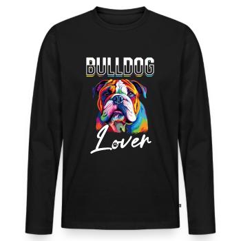 British English Bulldog lover - Bulldog lover - Men's Premium Organic Long Sleeve Shirt - black - Front - Nico (187cm)