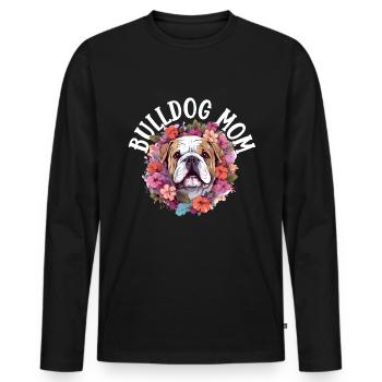 British English Bulldog lover - Bulldog Mom - Men's Premium Organic Long Sleeve Shirt - black - Front - Nico (187cm)
