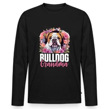 British English Bulldog lover - Bulldog Grandma - Men's Premium Organic Long Sleeve Shirt - black - Front - Nico (187cm)