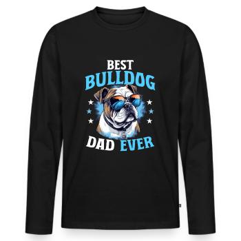 Amateur de bouledogue anglais britannique Le meilleur père bouledogue - T-shirt manches longues Premium bio Homme - noir - Devant - Nico (187cm)