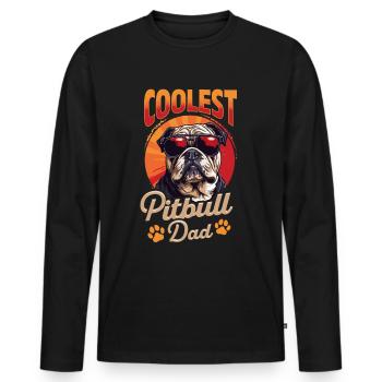 Amateur de bouledogue anglais britannique Papa bouledogue le plus cool - T-shirt manches longues Premium bio Homme - noir - Devant - Nico (187cm)