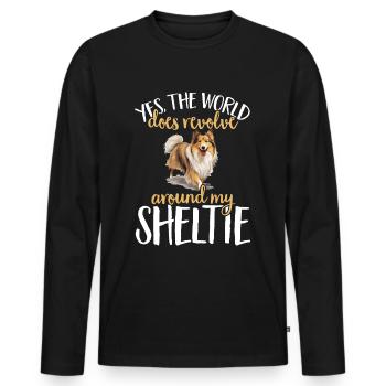 Shetland Chien de berger Sheltie - T-shirt manches longues Premium bio Homme - noir - Devant - Nico (187cm)