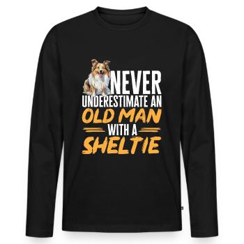 Shetland Chien de berger Sheltie - T-shirt manches longues Premium bio Homme - noir - Devant - Nico (187cm)