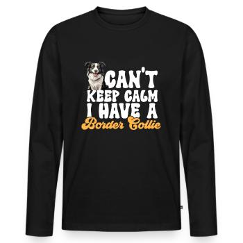 Border Collie Dog - Je ne peux pas rester calme J’ai un - T-shirt manches longues Premium bio Homme - noir - Devant - Nico (187cm)