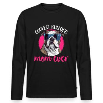 Amateur de bouledogue anglais britannique Maman de bouledogue la plus cool - T-shirt manches longues Premium bio Homme - noir - Devant - Nico (187cm)
