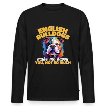 L’amour du bouledogue anglais britannique Bulldog me rend heureux - T-shirt manches longues Premium bio Homme - noir - Devant - Nico (187cm)