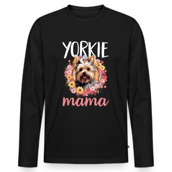 Yorkshire Terrier Dog Yorkie - Yorkie Mama - T-shirt manches longues Premium bio Homme - noir - Devant - Nico (187cm)