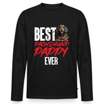 Teckel saucisse saucisse chien Meilleur teckel papa - T-shirt manches longues Premium bio Homme - noir - Devant - Nico (187cm)