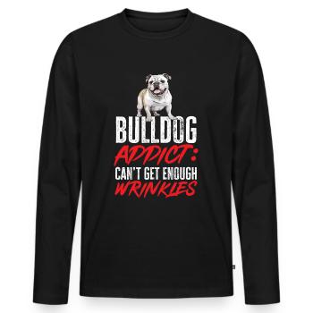 British English Bulldog lover - Bulldog Addict - Men's Premium Organic Long Sleeve Shirt - black - Front - Nico (187cm)