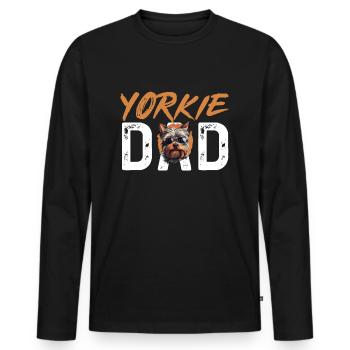 Yorkshire Terrier Dog Yorkie - Yorkie Dad - Männer Premium Bio Langarmshirt - Schwarz - Vorne - Nico (187cm)