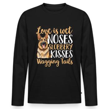 German Shepherd Dog Breed Love is wet noses - Men's Premium Organic Long Sleeve Shirt - black - Front - Nico (187cm)