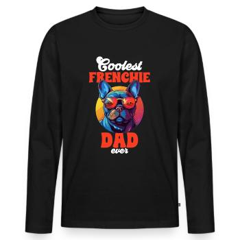 French Bulldog Breed Coolest Frenchie Dad Ever - Men's Premium Organic Long Sleeve Shirt - black - Front - Nico (187cm)