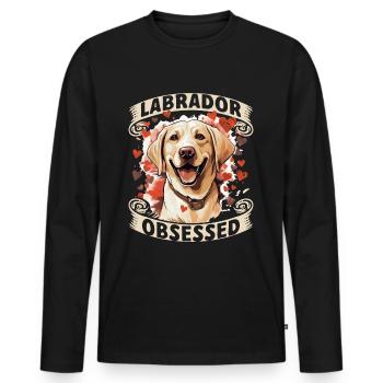 Labrador Dog Breed Pet - Labrador Obsessed - Männer Premium Bio Langarmshirt - Schwarz - Vorne - Nico (187cm)