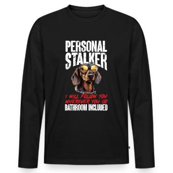 Dachshund wiener sausage dog Personal stalker - Männer Premium Bio Langarmshirt - Schwarz - Vorne - Nico (187cm)