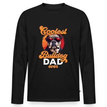 Amateur de bouledogue anglais britannique Papa bouledogue le plus cool - T-shirt manches longues Premium bio Homme - noir - Devant - Nico (187cm)