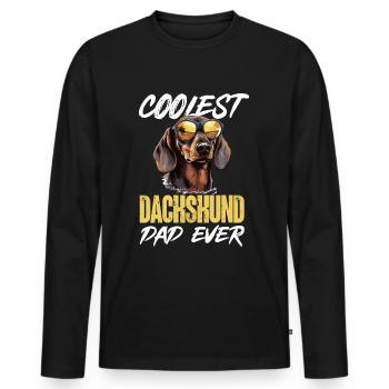 Teckel saucisse saucisse chien Le plus cool Dachshund Papa - T-shirt manches longues Premium bio Homme - noir - Devant - Nico (187cm)