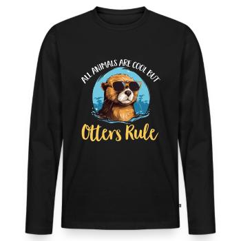 Otter Animal Kids & Adult - Tous les animaux sont cool - T-shirt manches longues Premium bio Homme - noir - Devant - Nico (187cm)