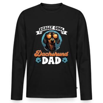 Teckel saucisse saucisse chien Cool Dachshund Papa - T-shirt manches longues Premium bio Homme - noir - Devant - Nico (187cm)