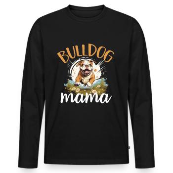 British English Bulldog lover - Bulldog Mama - Men's Premium Organic Long Sleeve Shirt - black - Front - Nico (187cm)