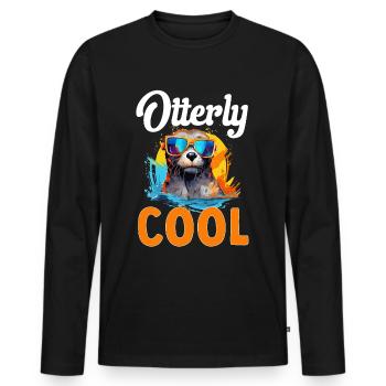 Otter Animal Kids & Adult - Otterly Cool - Männer Premium Bio Langarmshirt - Schwarz - Vorne - Nico (187cm)