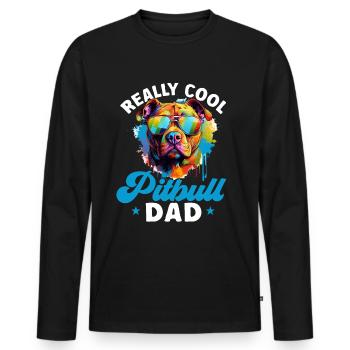 Pitbull Pittie - Really Cool Pitbull Dad - Men's Premium Organic Long Sleeve Shirt - black - Front - Nico (187cm)