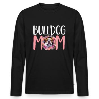 British English Bulldog lover - Bulldog Mom - Men's Premium Organic Long Sleeve Shirt - black - Front - Nico (187cm)