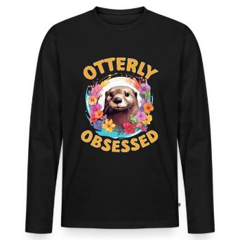 Otter Animal Kids & Adult - Otterly obsessed - Männer Premium Bio Langarmshirt - Schwarz - Vorne - Nico (187cm)