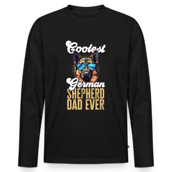 Dog Breed Coolest German Shepherd Dad Ever - Men's Premium Organic Long Sleeve Shirt - black - Front - Nico (187cm)