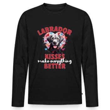 Race de chien - Les baisers du labrador rendent tout meilleur - T-shirt manches longues Premium bio Homme - noir - Devant - Nico (187cm)