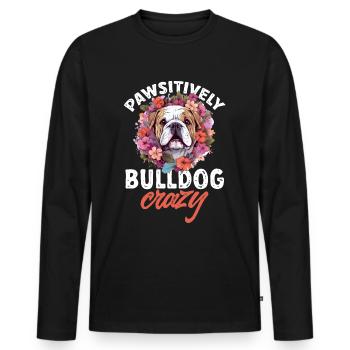 British English Bulldog lover - Pawsitively - Men's Premium Organic Long Sleeve Shirt - black - Front - Nico (187cm)