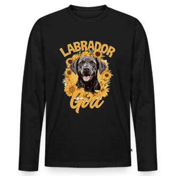 Labrador Chien Race Animal de Compagnie - Labrador Girl - T-shirt manches longues Premium bio Homme - noir - Devant - Nico (187cm)