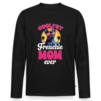 French Bulldog Dog Breed Coolest Frenchie Mom Ever - Männer Premium Bio Langarmshirt - Schwarz - Vorne - Nico (187cm)