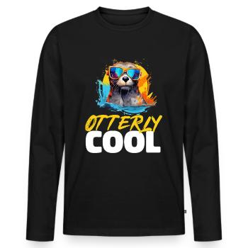 Otter Animal Kids & Adult - Otterly Cool - Männer Premium Bio Langarmshirt - Schwarz - Vorne - Nico (187cm)