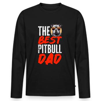 Pitbull Pittie - Le meilleur papa Pitbull de tous les temps - T-shirt manches longues Premium bio Homme - noir - Devant - Nico (187cm)