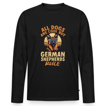 Race de chien de berger allemand Tous les chiens sont cool mais - T-shirt manches longues Premium bio Homme - noir - Devant - Nico (187cm)